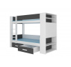 Dvoulůžková patrová postel s matracemi GARET 200x90 Bílá+Antracit
