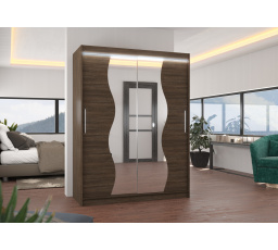 Posuvná skříň se zrcadlem a LED osvětlením RENZO 150 Choco+Choco