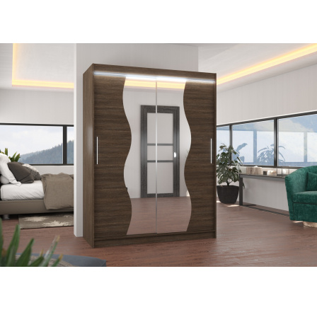 Posuvná skříň se zrcadlem a LED osvětlením RENZO 150 Choco+Choco Posuvná skříň se zrcadlem a LED osvětlením RENZO 150 Choco+Choco