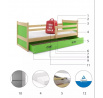 Dětská postel RICO 90x190 cm se šuplíkem, s matrací, Přírodní/Zelená