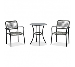 Balkónový set, kov, polyratan, šedá, AZ-L1103 GREY