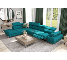 Rohová sedací souprava GALAXY , relax s funkcí spaní 225X350 cm - tyrkysová, levá