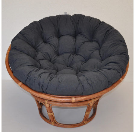 Ratanový papasan 110 cm koňak, polstr tmavě šedý melír Ratanový papasan 110 cm koňak, polstr tmavě šedý melír