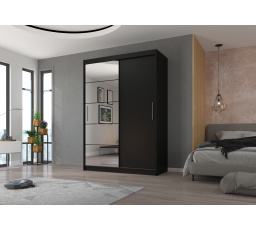 Posuvná skříň se zrcadlem ESTI 150 Černá+Černá