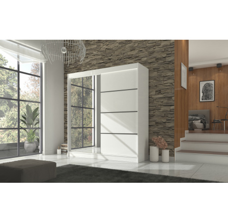 Posuvná skříň se zrcadlem GILTON 200 Bílá+Bílá