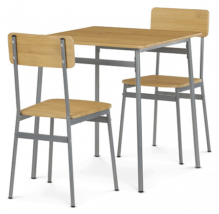 Jídelní set s 2 židlemi, 70x70x76cm, mdf, dub, AUT-O2122 OAK