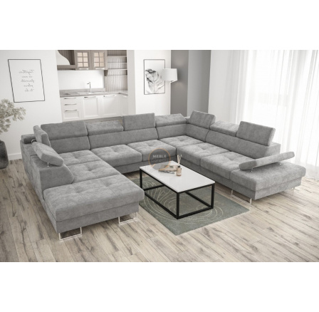 Rohová sedací souprava GALAXY MAX I s funkcí spaní 280x350x225 - šedá , pravá