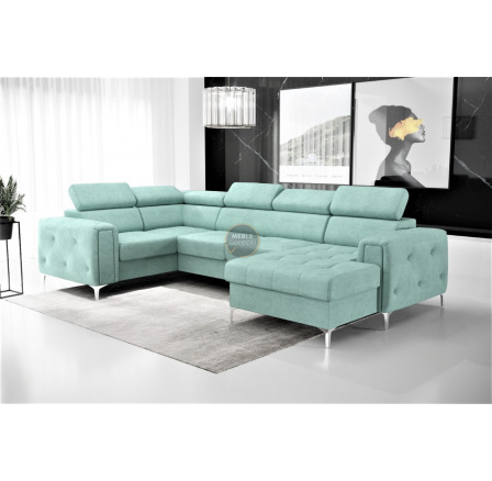 Rohová sedací souprava ORION MAX III s funkcí spaní 165x320x185 cm - mátová, levá