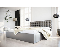 POSTEL LOFT Z PŘÍRODNÍ KŮŽE - 160x200, Kovová na plynových vzpěrách