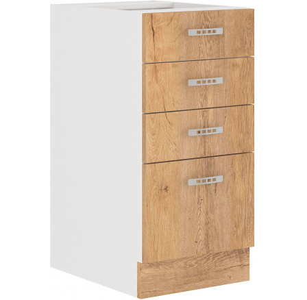 Dolní skřínka SARA - 40 D 4S BB, Bílá / Dub Lefkas