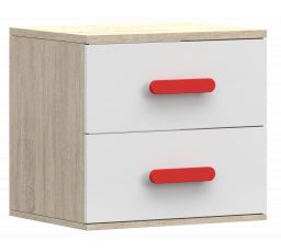 Noční stolek SMYK III - 22, Dub Sonoma/Bílá/Červená