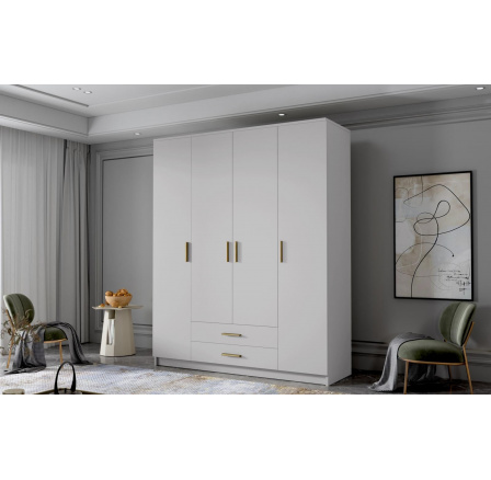 Skříň Arya I 160 - bílá/zlaté úchytky