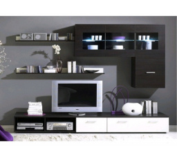 Obývací stěna LOGO I - wenge-bílá