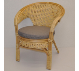 Ratanové křeslo Kina medové polstr šedý melír