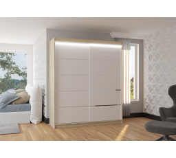 Posuvná skříň s LED osvětlením SPECTRA 180 Sonoma+Bílá