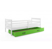 Dětská postel ERYK 80x190 cm se šuplíkem, s matrací, Bílá/Zelená