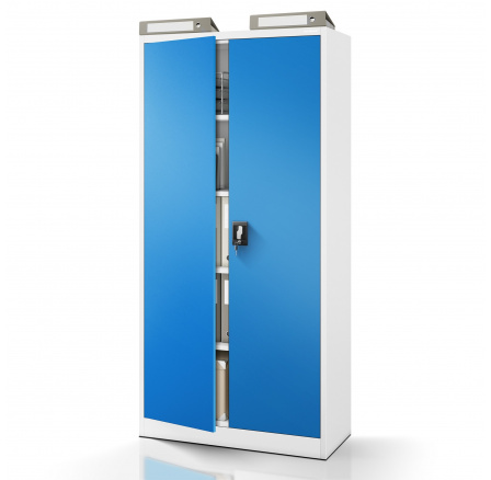 Kancelářská kovová skříň na dokumenty šedo-modrá: JAN H, 900 x 1950 x 400 mm