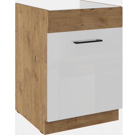 Dolní skřínka VEGAS - 60 ZL 1S BB, Dub Lancelot / Bílý lesk