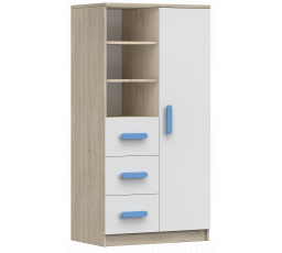 Regál 80 3S1D SMYK III - 05, Dub Sonoma/Bílá/Modrá