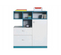 Komoda MOBI MO9, Bílý Lux / Tyrkysový