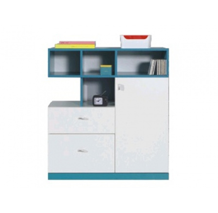 Komoda MOBI MO9, Bílý Lux / Tyrkysový