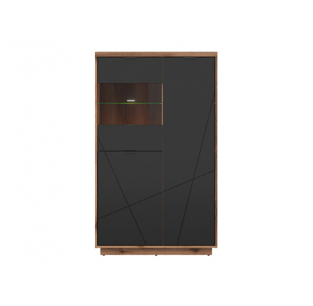 Vitrína FORN REG2D1W dub delano tmavý/černý mat Vitrína FORN REG2D1W dub delano tmavý/černý mat