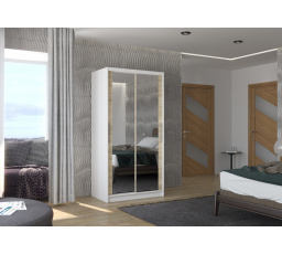 Posuvná skříň se zrcadlem NEVIO 100 Bílá+Sonoma