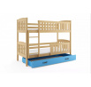 Dětská patrová postel KUBUS se šuplíkem 90x200 cm, včetně matrací, Přírodní/Modrá