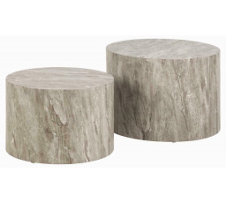 Sada 2 stolků Dice kulaté mramor šedý