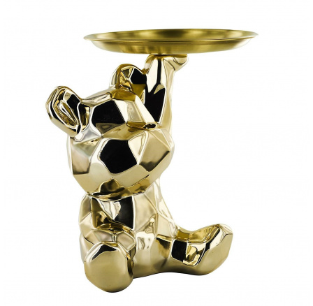 Figurka Medvídek origami se zlatým podnosem zlata