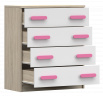 Komoda 4S SMYK III - 02, Dub Sonoma/Bílá/Růžová