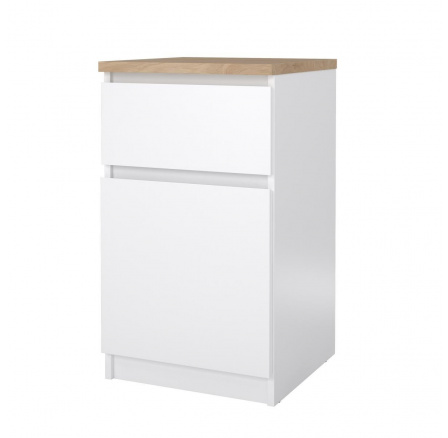 Noční stolek Simplicity 221, bílý lesk/jackson hickory