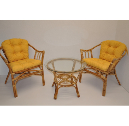 Ratanová sedací souprava Subaliu - polstry žlutý melír Ratanová sedací souprava Subaliu - polstry žlutý melír