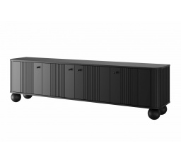 Tv komoda VESPER 4D, Černá/Černé úchyty