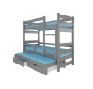 Třílůžková patrová postel s matracemi KARLO Gray