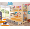 Třílůžková patrová postel s matracemi SORIA Pine+Gray
