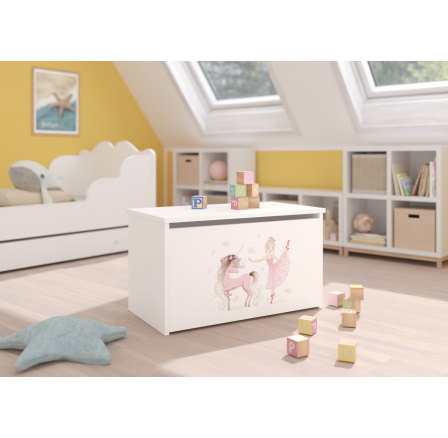 Truhla na hračky DARIA White+Ballerina With Unicorn