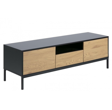 Komoda Seaford TV černý přírodní dub