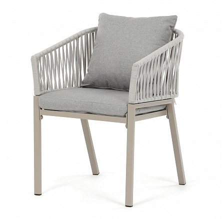 Zahradní židle, kov, polyratan, béžová, AZC-S1430 CRM