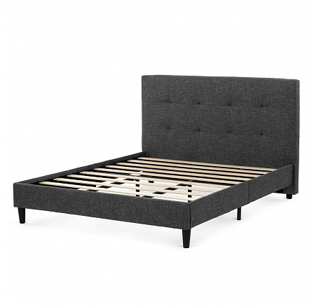 Dvoulůžková postel, látka, šedá, BED-M160 GREY2