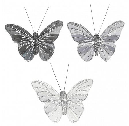 Motýl s klipem, 6 ks v krabičce, mix barev, cena za 1 krabičku