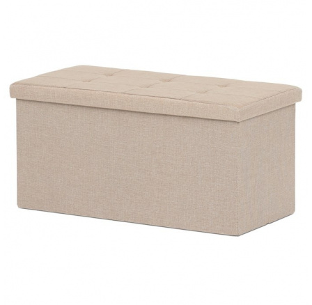 Taburet s úložným prostorem, béžová, látka, TAB-462 CRM2