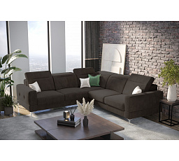 SESTAVA ROHOVÁ SEDACÍ SOUPRAVA MALIBU MAX 250x250 CM + TABURET 70X70 CM FN29 (ODSTÍN HOŘKÉ ČOKOLÁDY) - RYCHLÉ ODESLÁNÍ