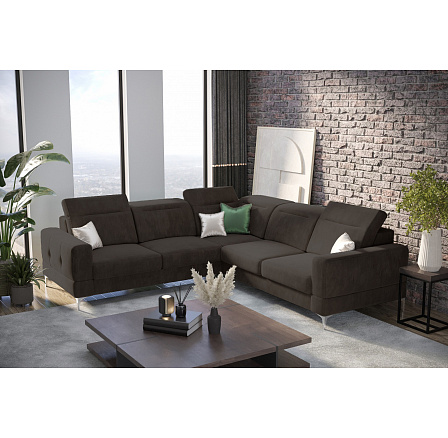 SESTAVA ROHOVÁ SEDACÍ SOUPRAVA MALIBU MAX 250x250 CM + TABURET 70X70 CM FN29 (ODSTÍN HOŘKÉ ČOKOLÁDY) - RYCHLÉ ODESLÁNÍ