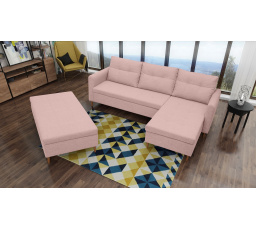 Rohová sedací souprava AREO  s taburetem, Malmo 61, Pravá