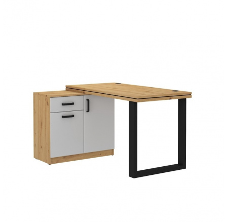 Psací stůl s komodou MATYLDA 140, Dub artisan/Světle šedá