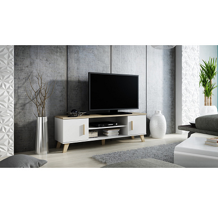 TV komoda LOTTA 160 (2D2K), bílá / dub sonoma TV komoda LOTTA 160 (2D2K), bílá / dub sonoma