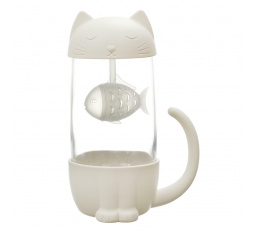 Hrnek Kawaii s infuzérem Kočička s rybičkou 300ml