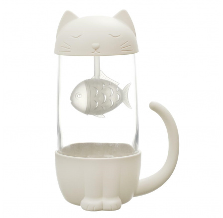 Hrnek Kawaii s infuzérem Kočička s rybičkou 300ml