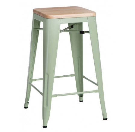Barová židle Paris Wood 75 cm zelená borovice přírodní